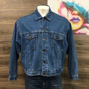 Vintage‎ Mens XL Blue Denim Jacket Indians Stadium Embroidery Limited Edition